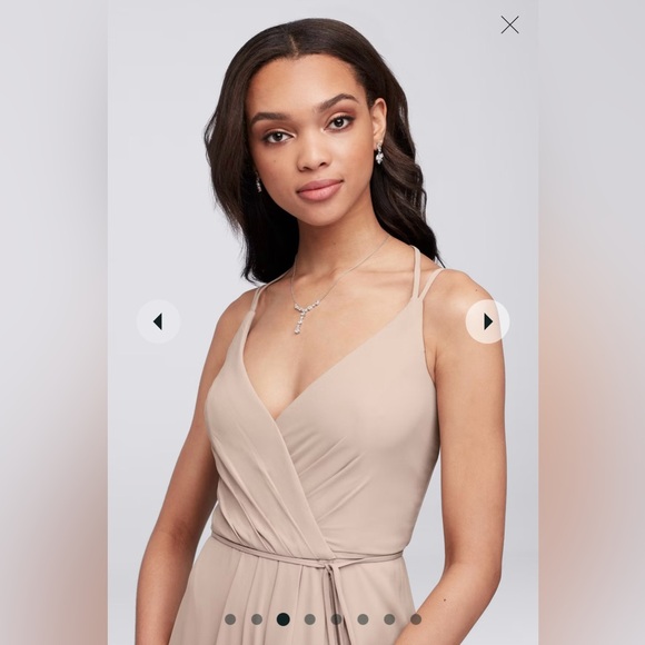 David’s Bridal Size 2 Double Strap Georgette Bridesmaid Wrap Dress Ballet Pink - Picture 8 of 8